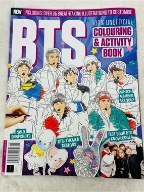 BTS 100% unofficial Colouring & Activity Book - Vibrant Blue/Purple Cover